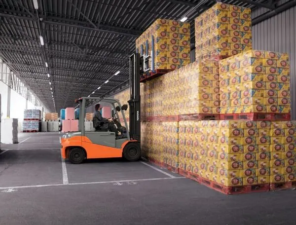 forklift lifting load high