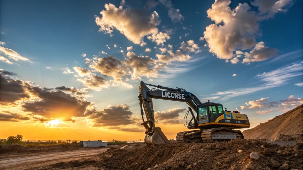 A construction site featuring a detailed excavator 1737094482853