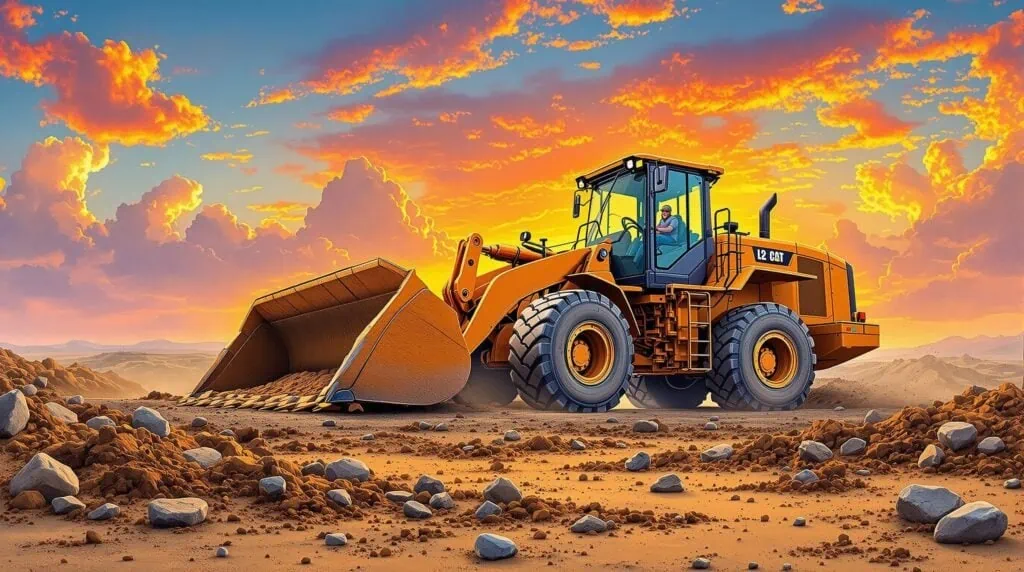 A detailed and artistic depiction of a loader acti 1736412522147