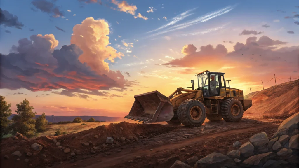 A detailed and artistic depiction of a loader acti 1736412531352