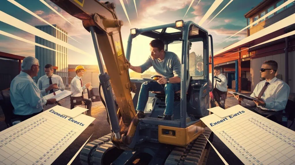 A focused man operating an excavator intensely pr 1737094816514