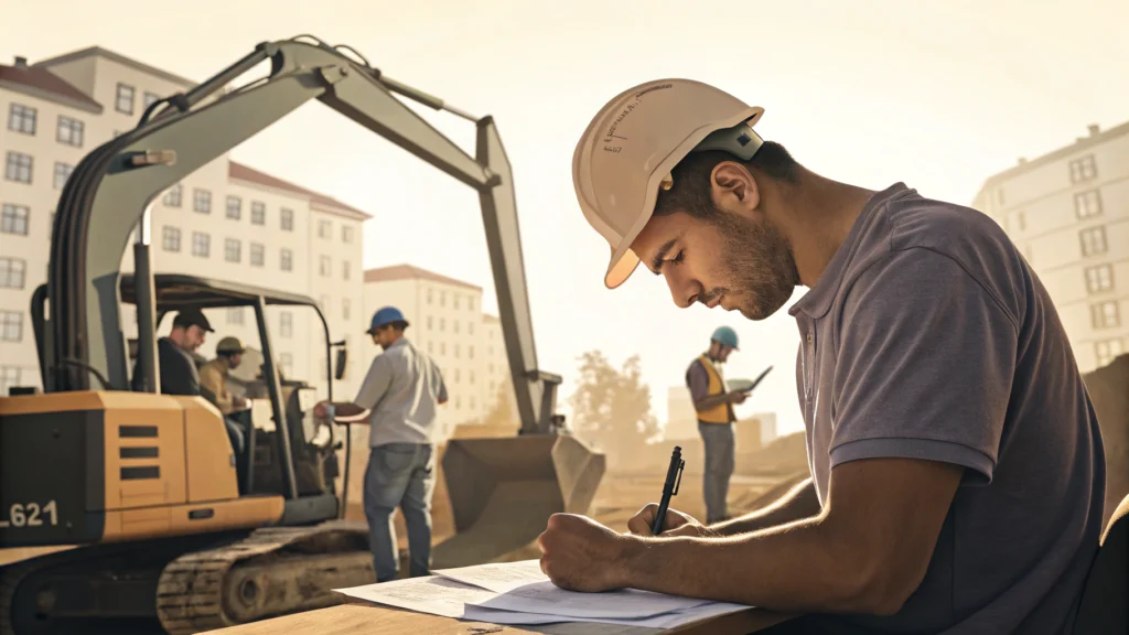 A focused man operating an excavator intensely pr 1737094821657