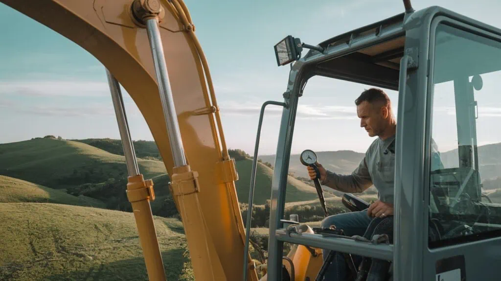 A serene and focused scene featuring an excavator 1736306408407