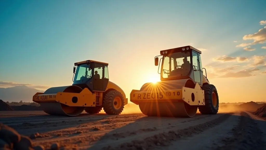 Two construction rollers actively working on a sit 1735805124766