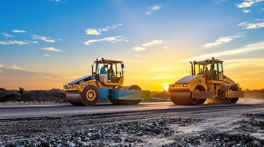 Two road rollers working on a construction site wi 1735805108400