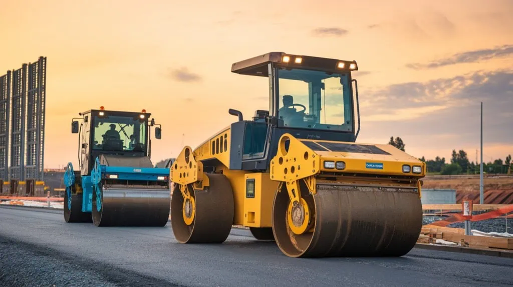 Two road rollers working on a construction site wi 1735805113926